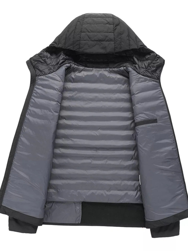Men's Plus Size Lightweight Hooded Puffer Jacket - cas7m