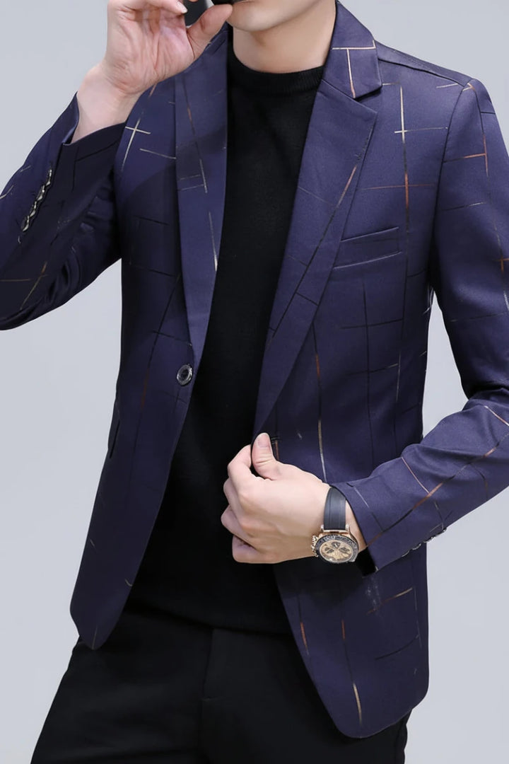 Men's Plus Size One Button Slim Fit Blazer - cas7m