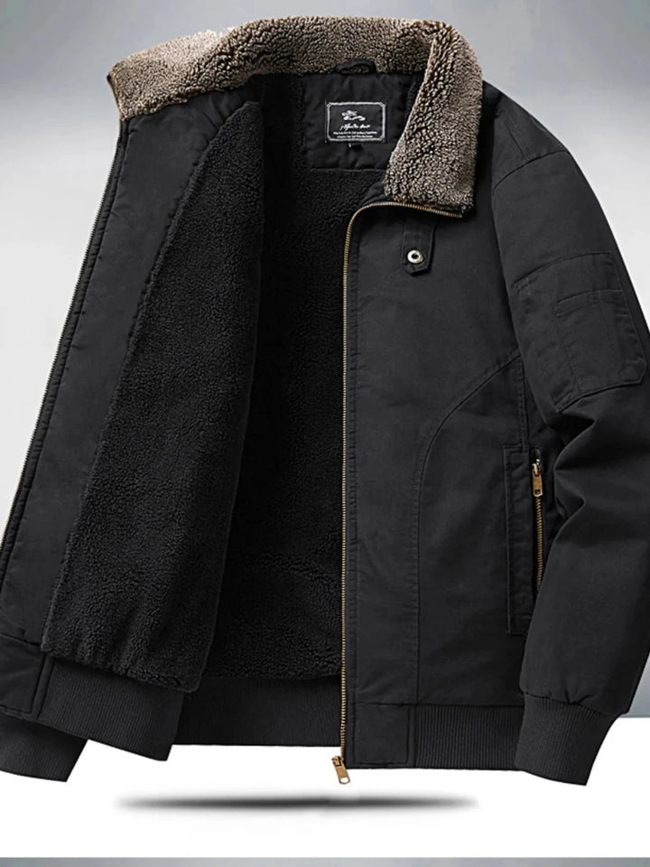 Men's Plus Size Sherpa Lined Zip Up Jacket - cas7m