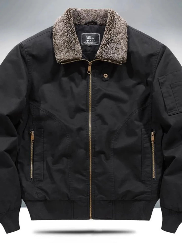 Men's Plus Size Sherpa Lined Zip Up Jacket - cas7m