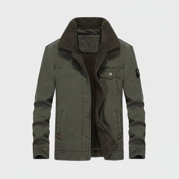 Men's Plus Size Solid Color Sherpa Lined Jacket - cas7m