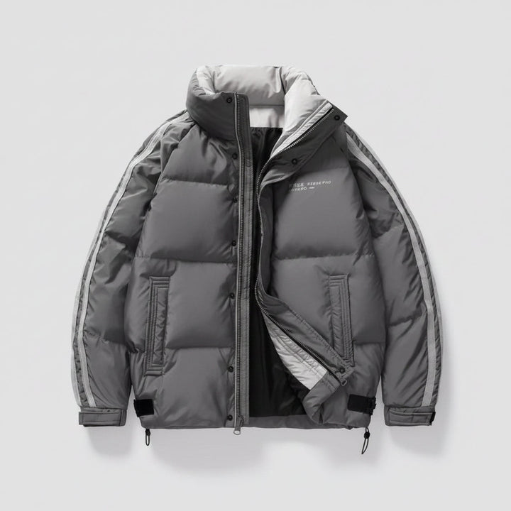 Men's Plus Size Striped Padded Puffer Jacket - cas7m