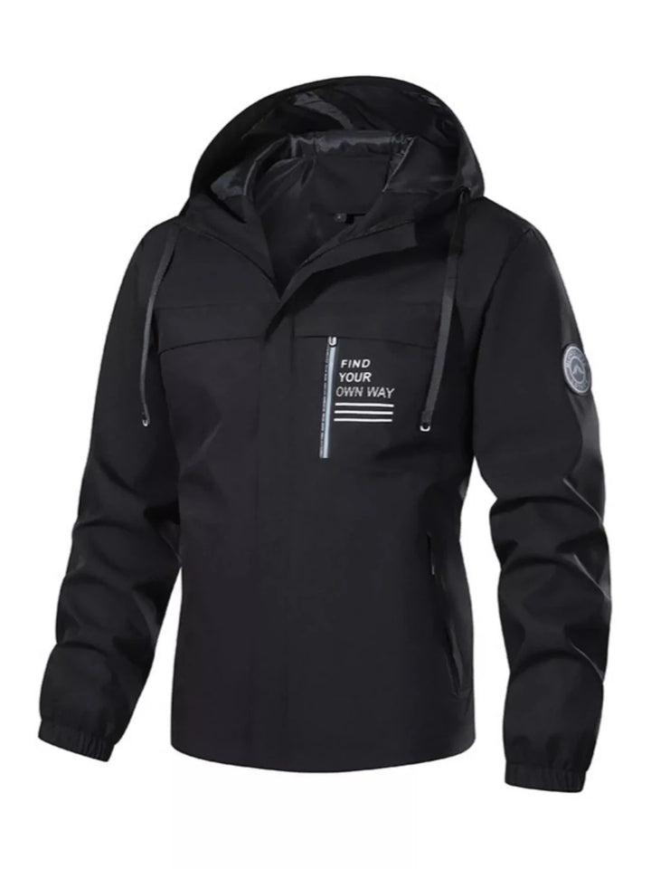 Men's Plus Size Waterproof Hooded Outdoor Jacket - cas7m