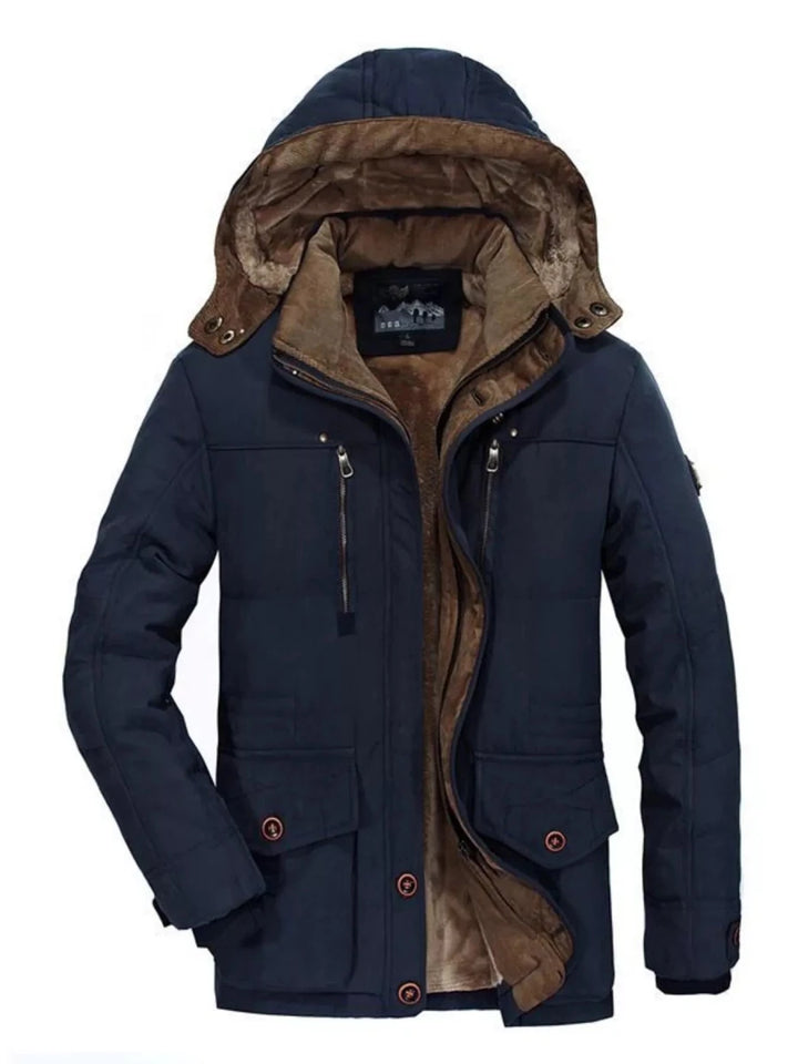 Men's Plus Size Winter Warm Hooded Parka Coat - cas7m