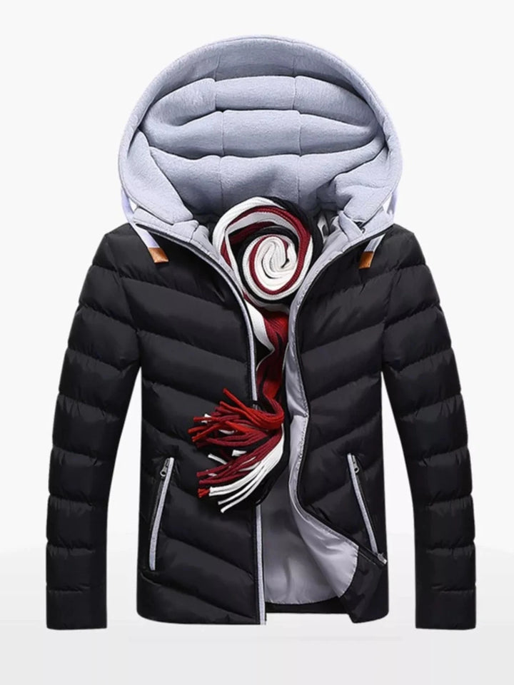 Men's Plus Size Zip Up Hooded Padded Puffer Jacket - cas7m