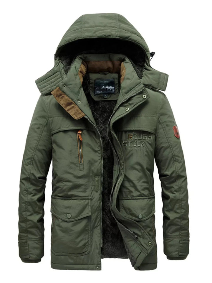 Men's Plus Size Zip Up Hooded Parka Coat - cas7m