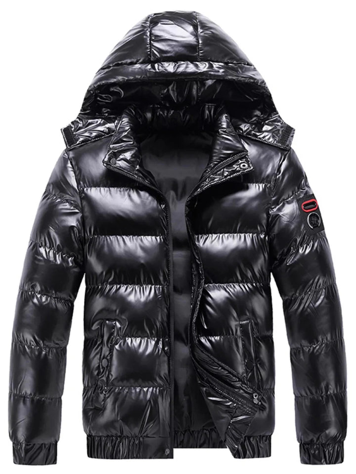 Men's Plus Size Zip Up Hooded Puffer Jacket - cas7m