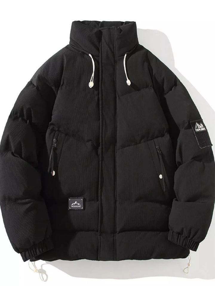 Men's Plus Size Zip Up Long Sleeve Puffer Jacket - cas7m