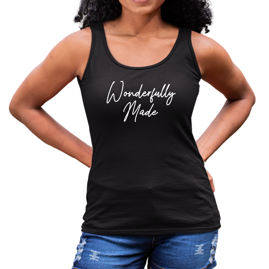 Womens Fitness Tank Top Graphic T-shirt Wonderfully Made