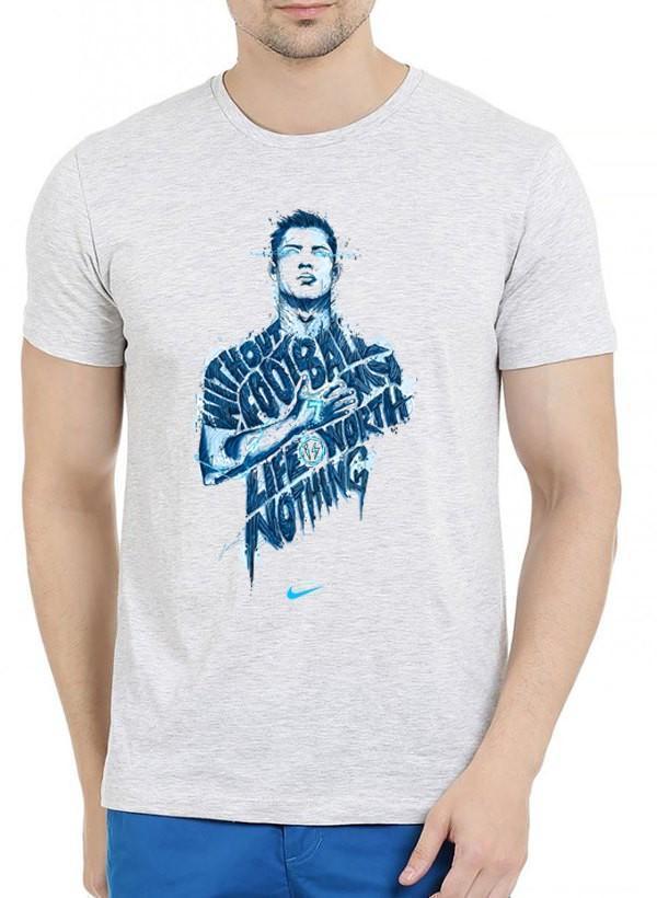Nothing Without Football Half Sleeves Melange T-shirt - cas7m