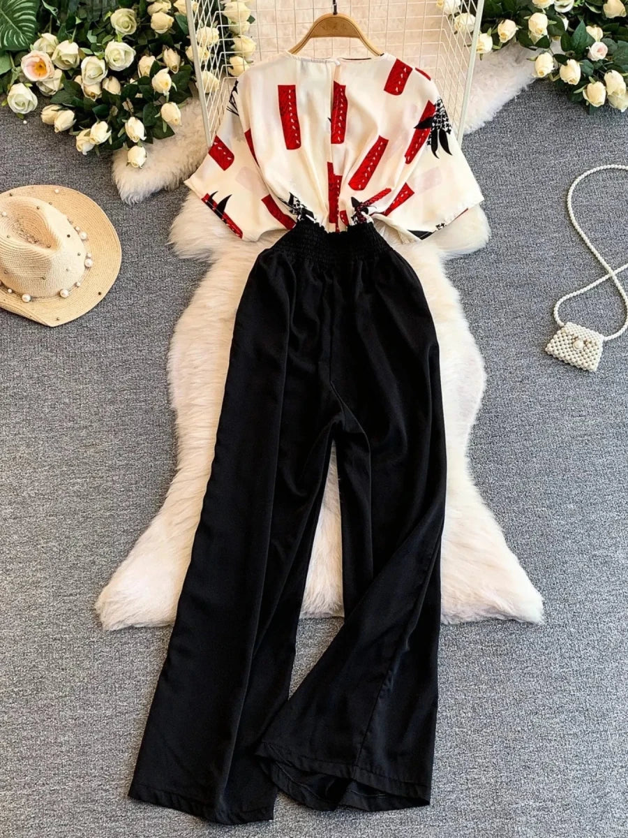Printed Wide Leg Jumpsuit - cas7m