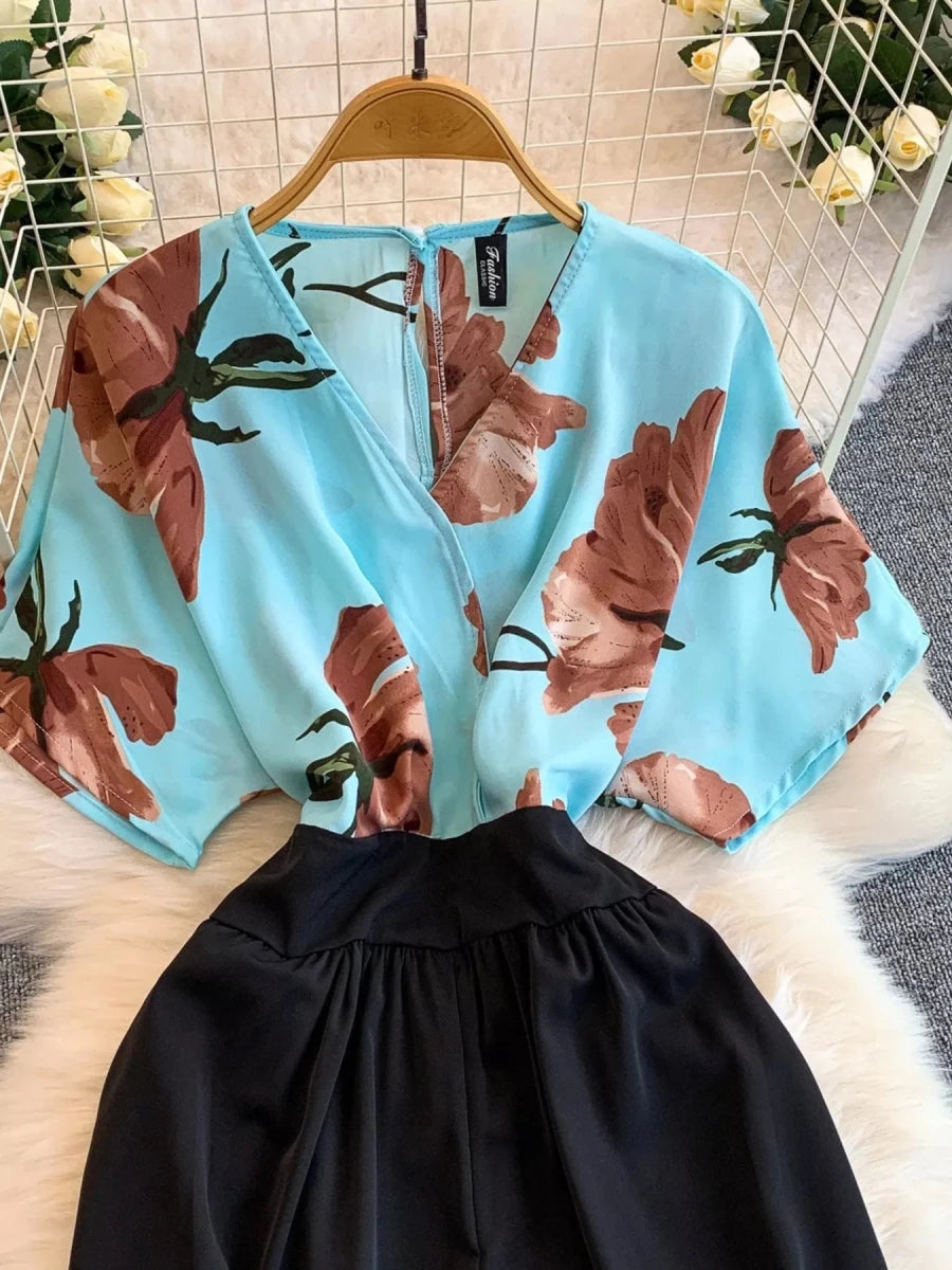 Printed Wide Leg Jumpsuit - cas7m