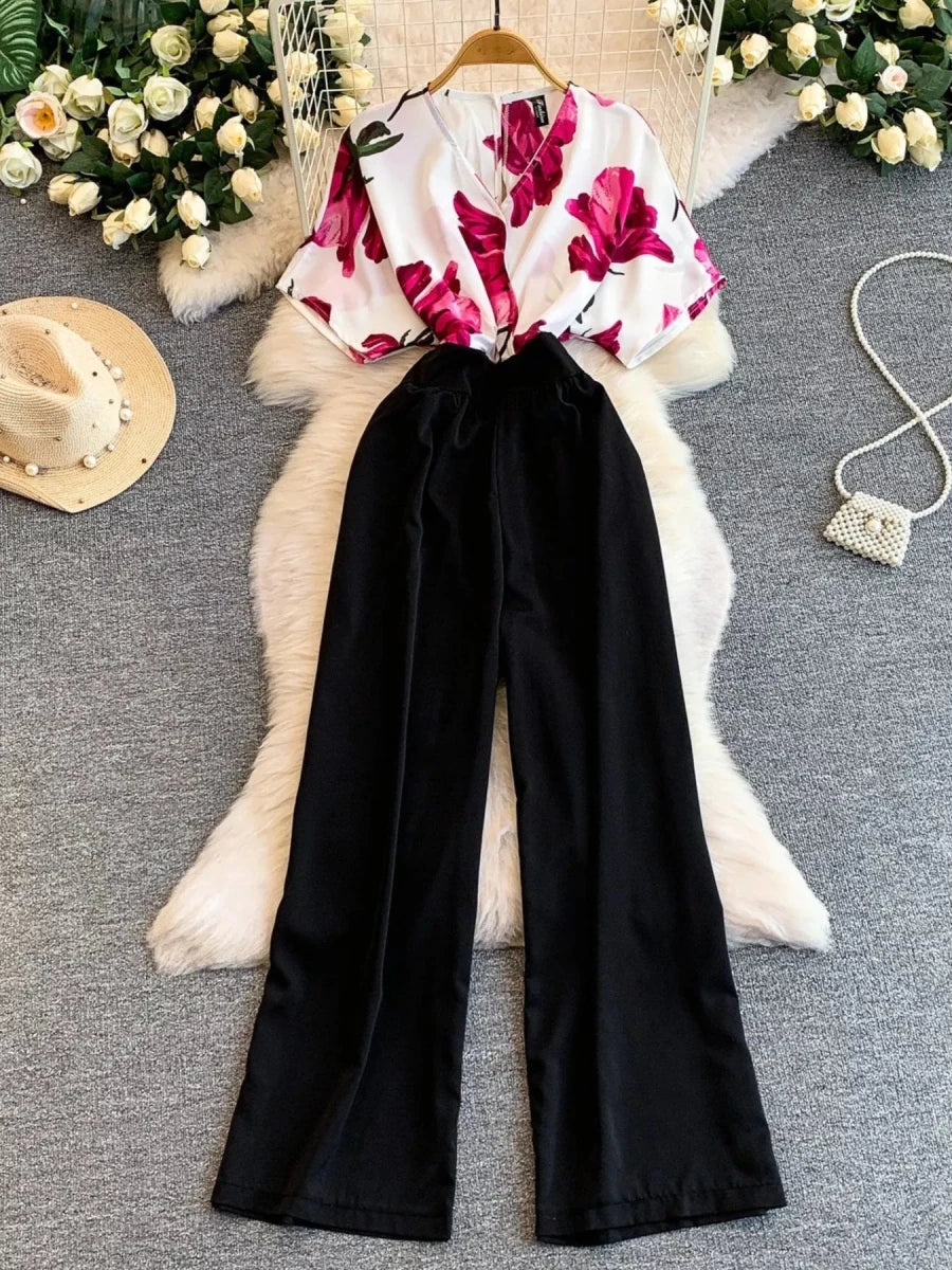 Printed Wide Leg Jumpsuit - cas7m