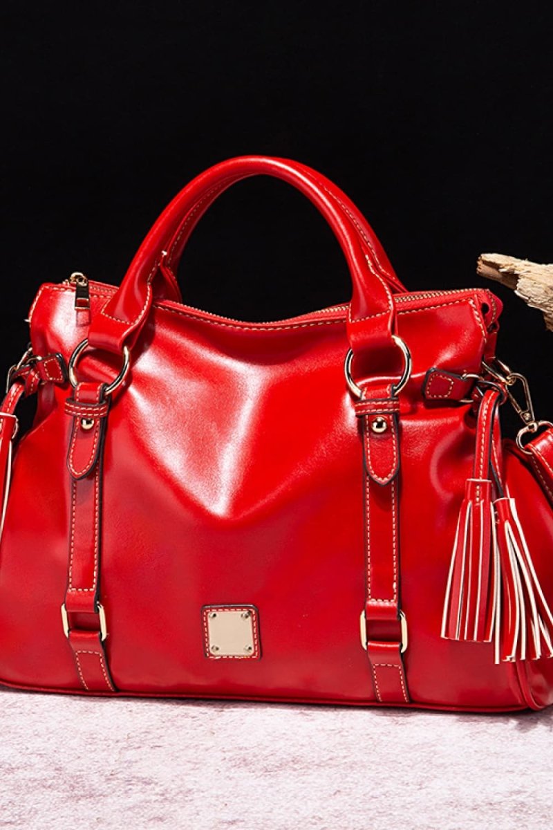 PU Leather Handbag with Tassels - PU Leather Handbag with TasselsOne SizePU Leather Handbag with Tassels - cas7m101300186794061101300186794061Redcas7mproduct_vendorcas7m