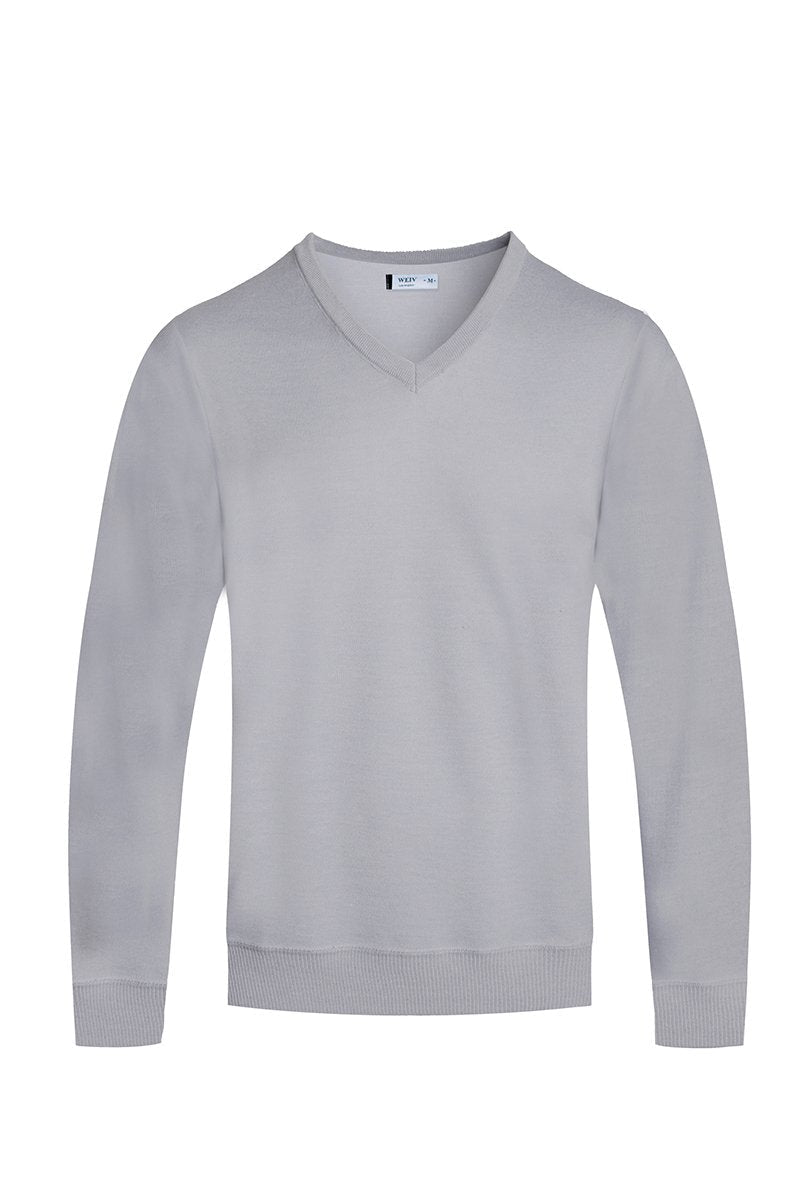 Solid Vneck Knit Pullover Sweater - Solid Vneck Knit Pullover SweaterSolid Vneck Knit Pullover SweaterNR2013-GREY-SScas7mproduct_vendorcas7m