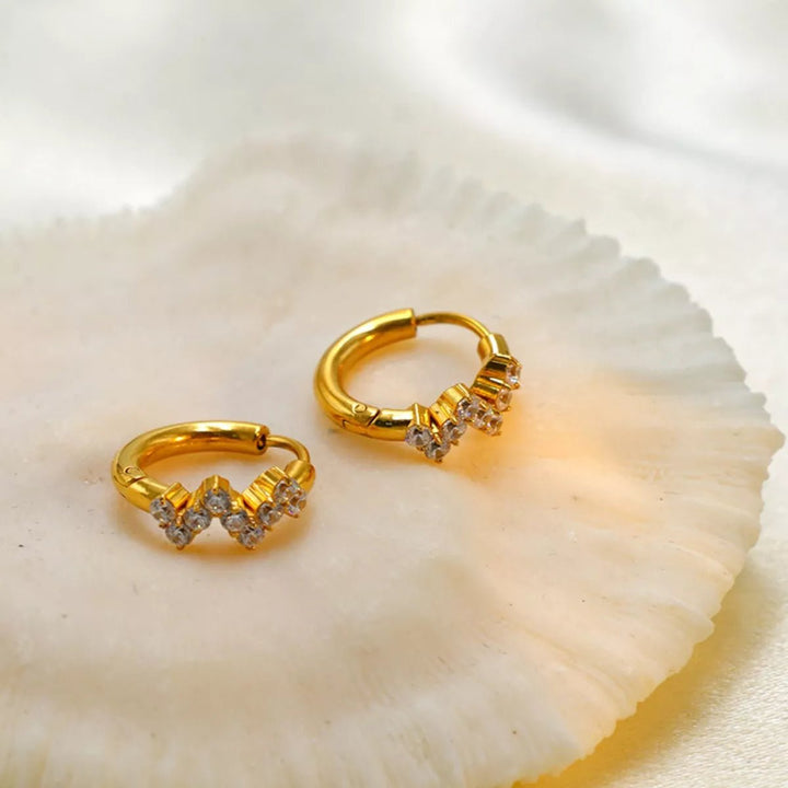 Stainless Steel Zircon Hoop Earrings - cas7m