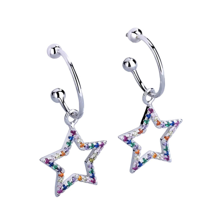 Star C-Hoop Dangle Earrings - cas7m