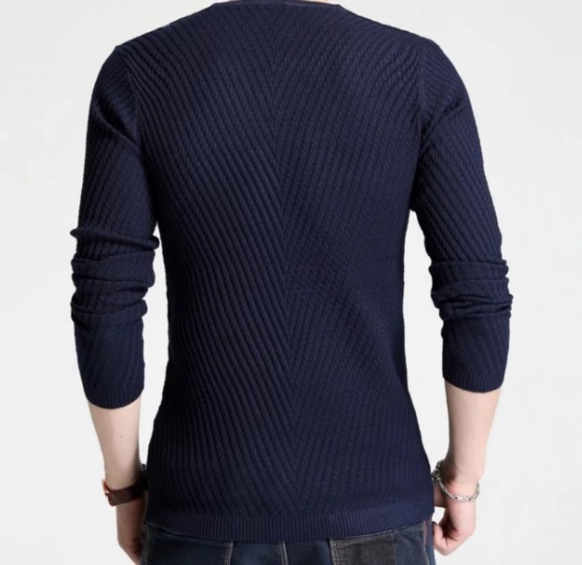 Mens Casual V Neck Sweater with Buttons Design - cas7m