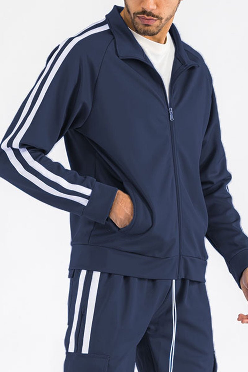 Two Stripe Zip Up Track Jacket TJ700 - Two Stripe Zip Up Track Jacket TJ700Two Stripe Zip Up Track Jacket TJ700TJ700-NAVY-2XL2XLcas7mproduct_vendorcas7m