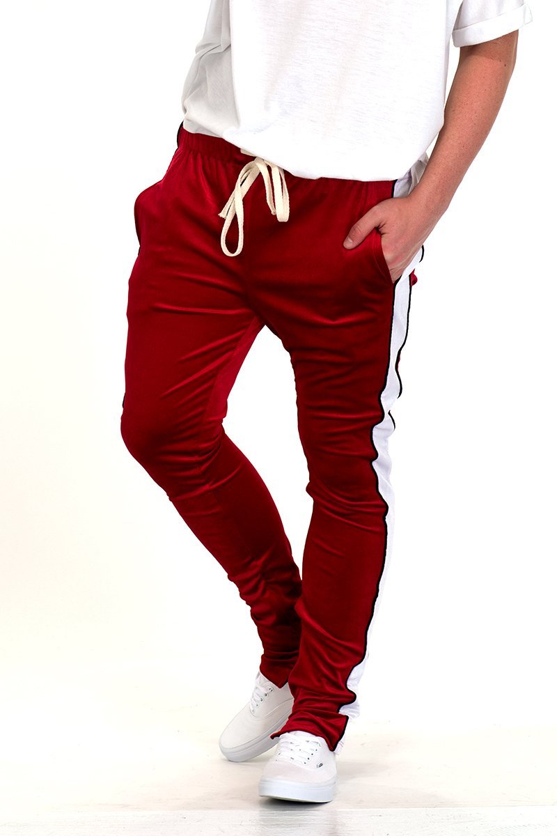 VELVET PANTS SIDE STRIPE PIPING JOGGERS ANKLE ZIPPER P154 - VELVET PANTS SIDE STRIPE PIPING JOGGERS ANKLE ZIPPER P154VELVET PANTS SIDE STRIPE PIPING JOGGERS ANKLE ZIPPER P154P154-RD-LL-34cas7mproduct_vendorcas7m