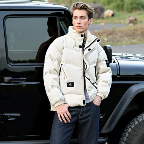 Mens Stand Collar Puffer Jacket - cas7m