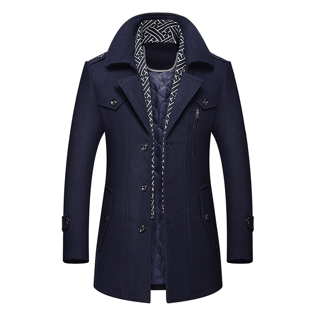 Winter Scarf Detachable Scarf Jackets Men's Wool Coats - cas7m