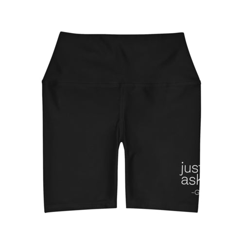 Womens High Waisted Black Yoga Shorts - just Ask God - cas7m