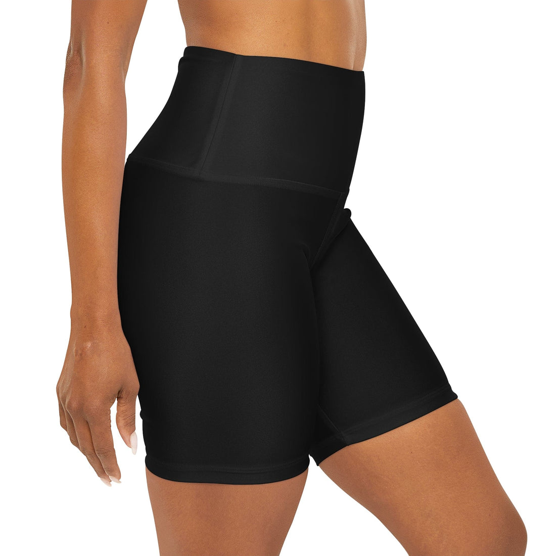 Womens High Waisted Black Yoga Shorts - just Ask God - cas7m