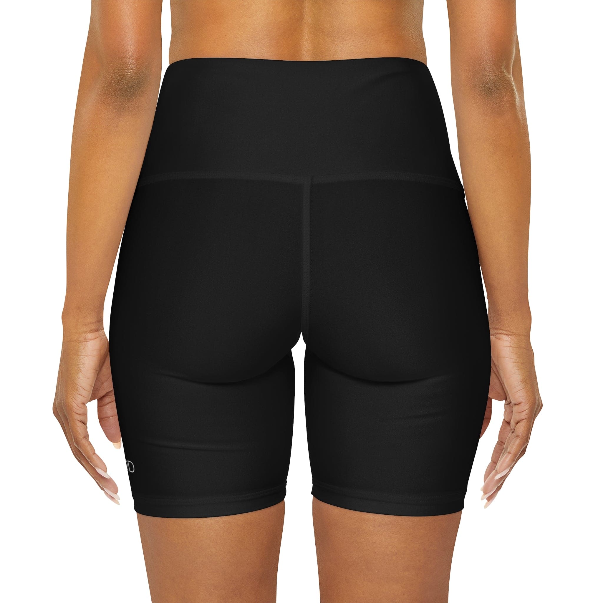 Womens High Waisted Black Yoga Shorts - just Ask God - cas7m