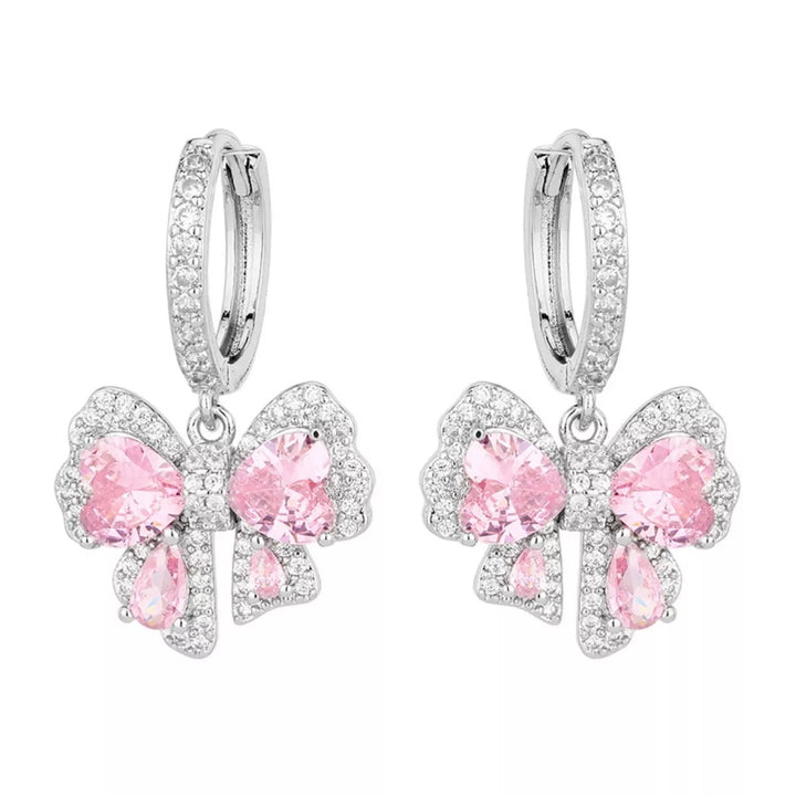 Zircon Bowknot Drop Earrings - cas7m
